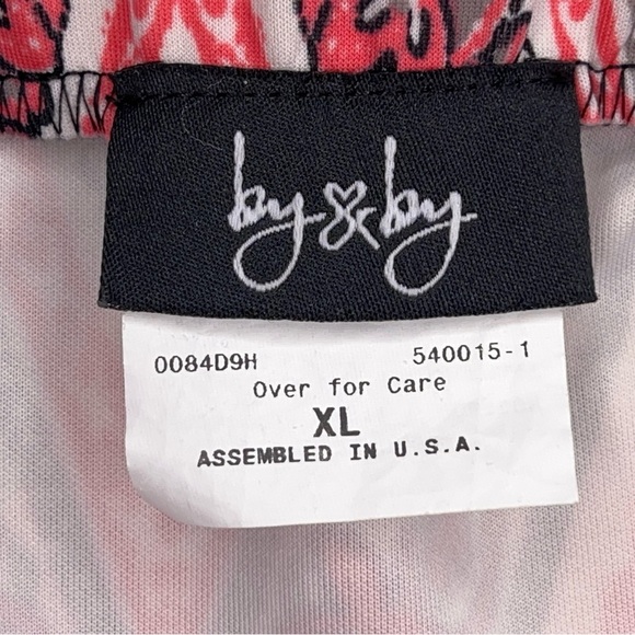 XL Fitted By And By Pencil Skirt Geometric Print Stretch Black White Coral Boho - Picture 10 of 12